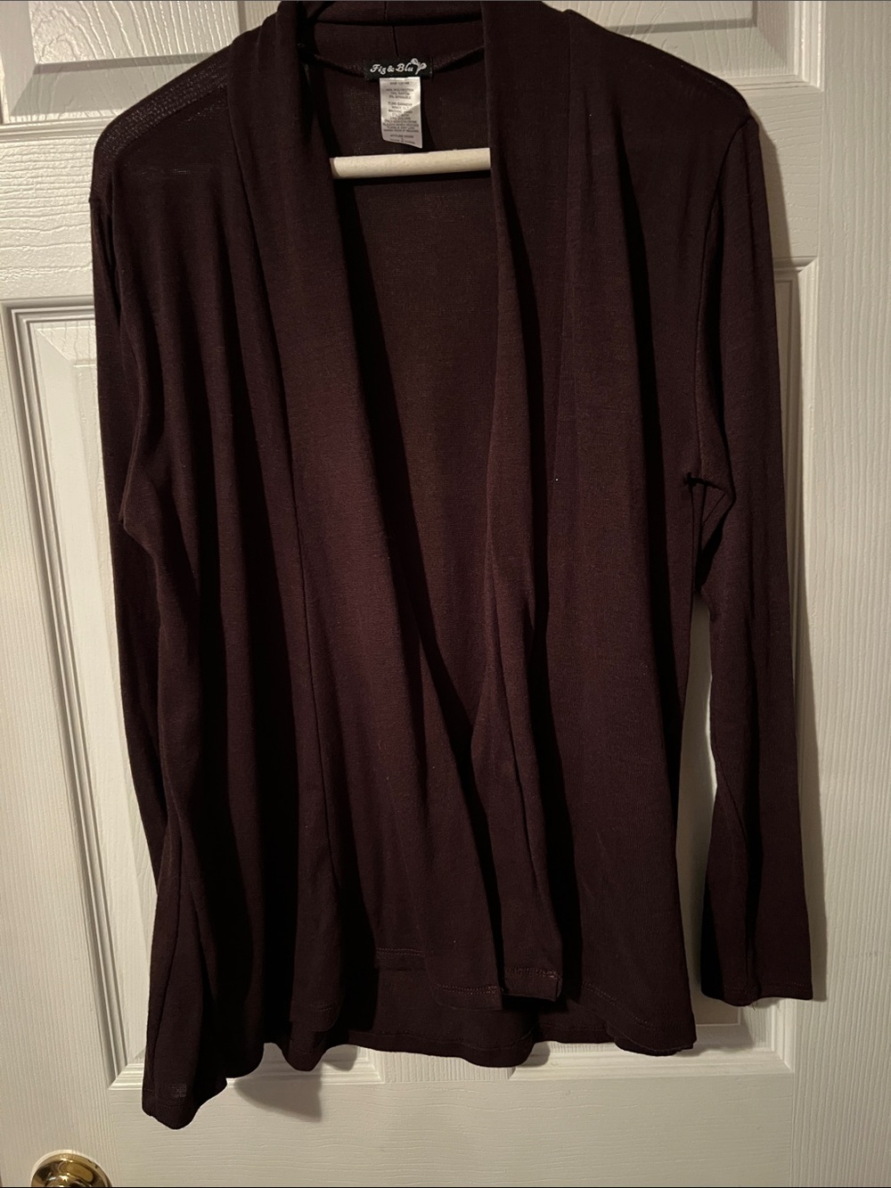 Women's Open Front Long Sleeve Cardigan - Dark Brown